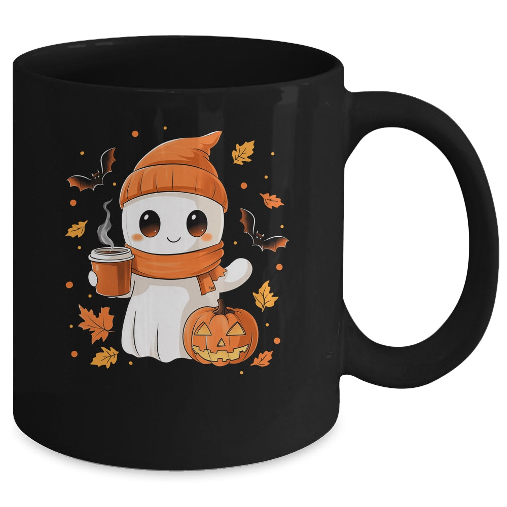 Cute Ghost Drinking Coffee Halloween Ghost Ice Coffee Womens Mug | teecentury