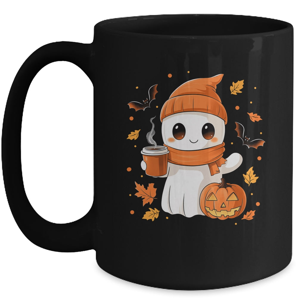 Cute Ghost Drinking Coffee Halloween Ghost Ice Coffee Womens Mug | teecentury
