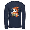 Cute Ghost Drinking Coffee Halloween Patchwork Ghost Women Shirt & Hoodie | teecentury