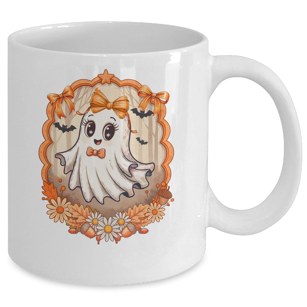 Cute Ghost Fall Halloween Bows Flowers Girly Spooky Season Mug | teecentury