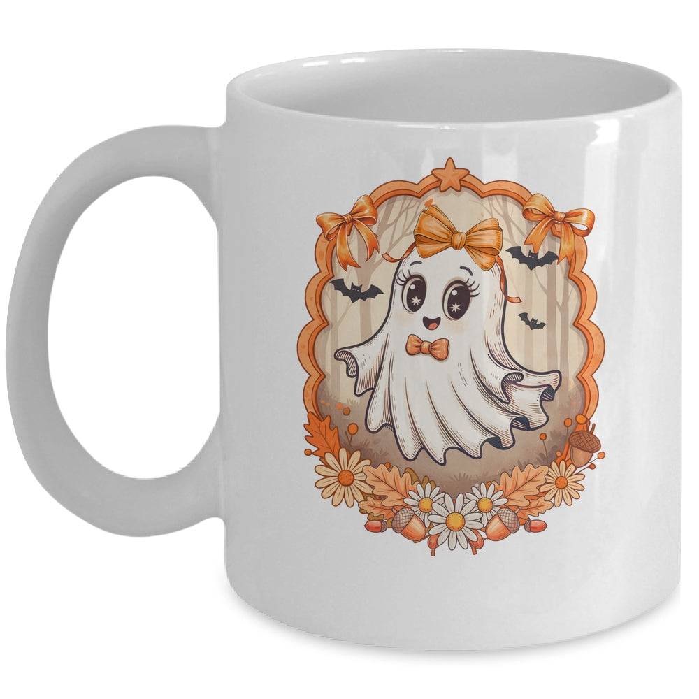Cute Ghost Fall Halloween Bows Flowers Girly Spooky Season Mug | teecentury