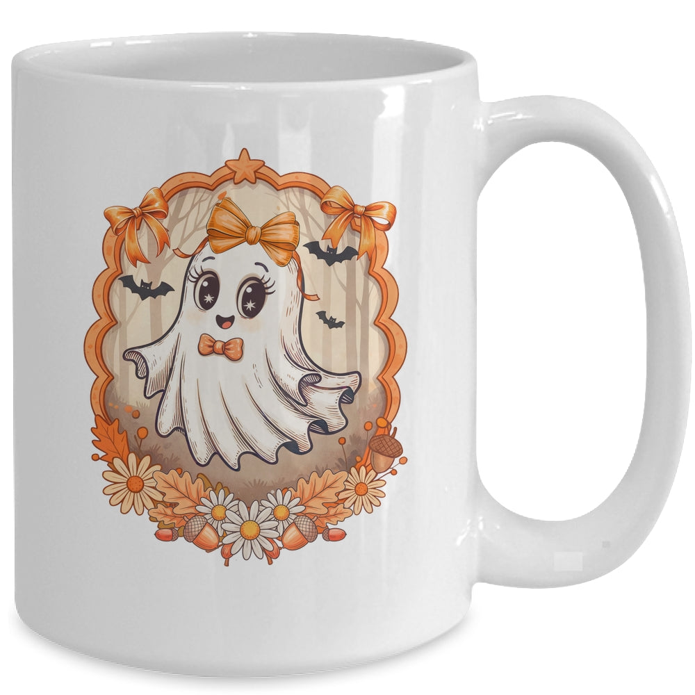 Cute Ghost Fall Halloween Bows Flowers Girly Spooky Season Mug | teecentury