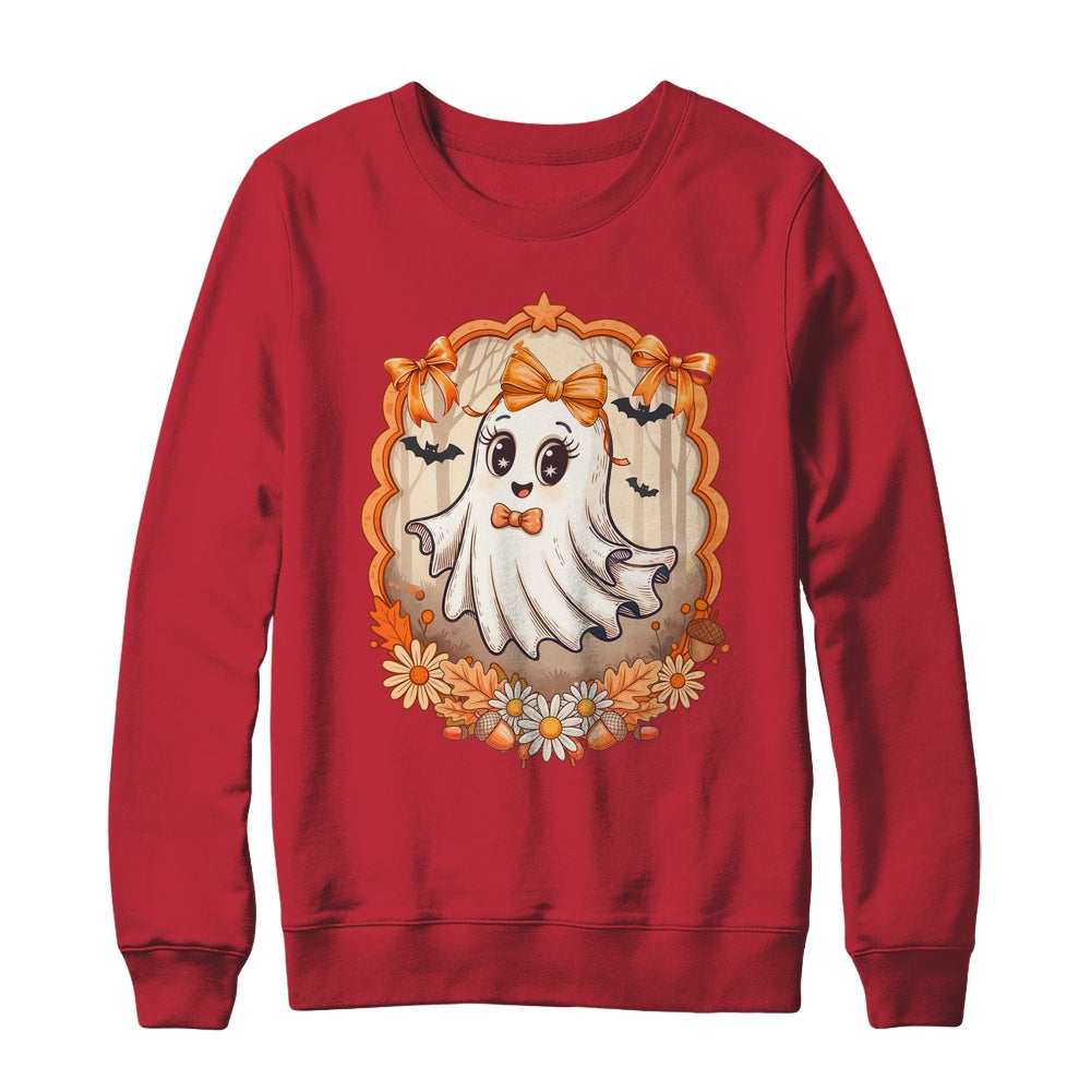 Cute Ghost Fall Halloween Bows Flowers Girly Spooky Season Shirt & Sweatshirt | teecentury