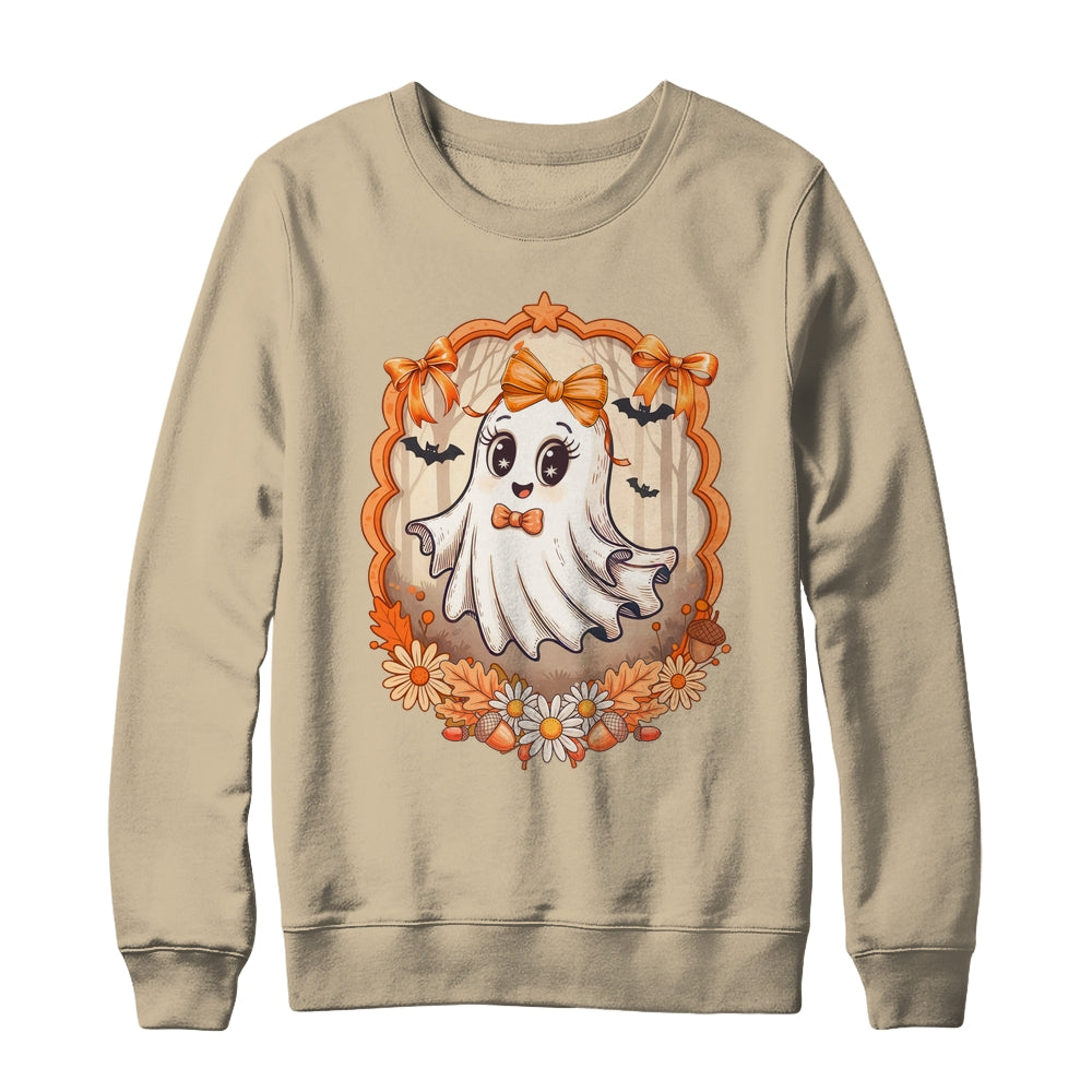 Cute Ghost Fall Halloween Bows Flowers Girly Spooky Season Shirt & Sweatshirt | teecentury