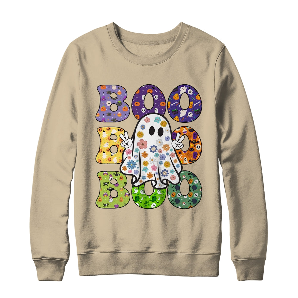Cute Ghost Floral Boo Halloween Boy Girl Ghost Spooky Season Shirt & Sweatshirt | teecentury