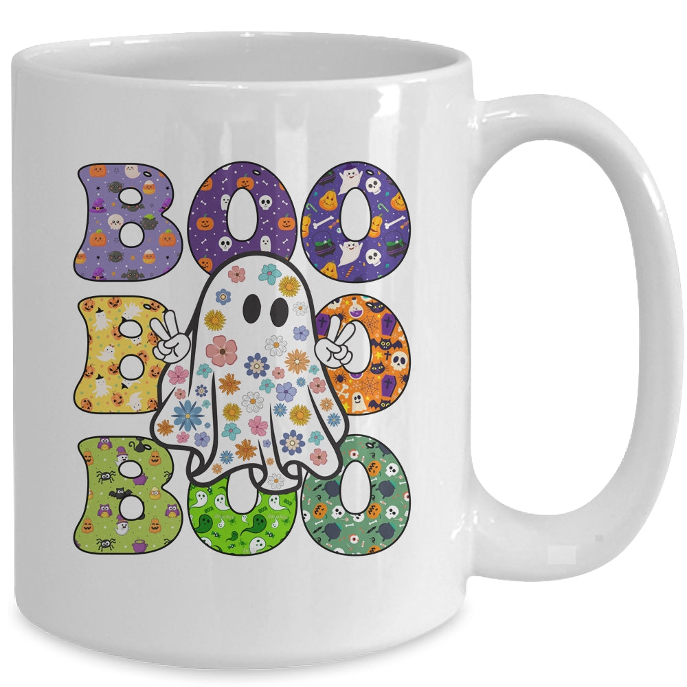 Cute Ghost Floral Boo Halloween Boy Girl Ghost Spooky Season Mug | teecentury