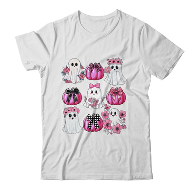 Cute Ghost Florals Pink Coquette Bows Pumpkins Halloween Shirt & Sweatshirt | teecentury