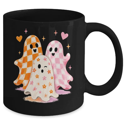 Cute Ghost Halloween Flower Checkered Coquette Spooky Season Mug | teecentury