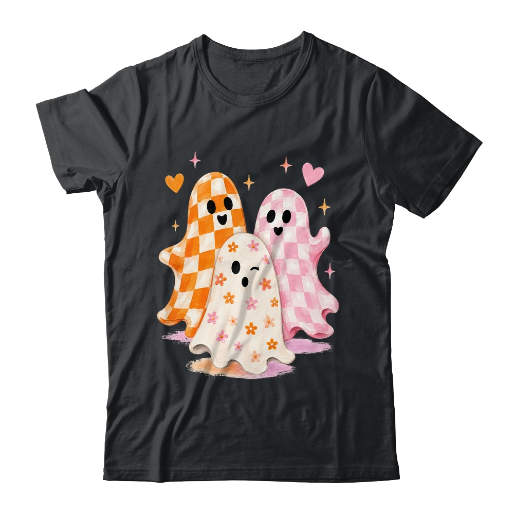 Cute Ghost Halloween Flower Checkered Coquette Spooky Season Shirt & Sweatshirt | teecentury