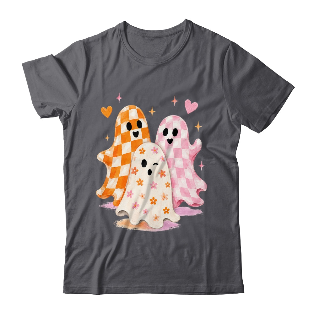 Cute Ghost Halloween Flower Checkered Coquette Spooky Season Shirt & Sweatshirt | teecentury
