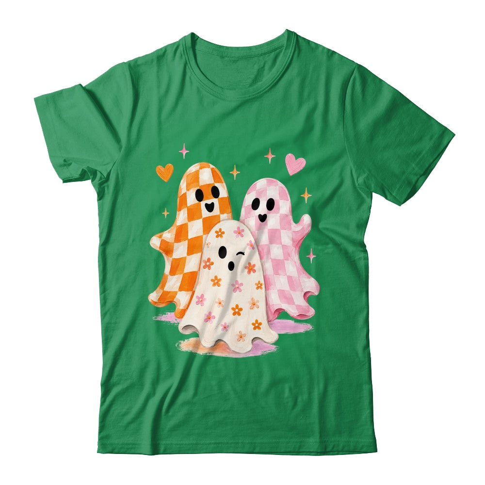 Cute Ghost Halloween Flower Checkered Coquette Spooky Season Shirt & Sweatshirt | teecentury