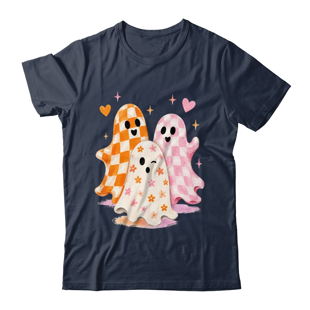 Cute Ghost Halloween Flower Checkered Coquette Spooky Season Shirt & Sweatshirt | teecentury