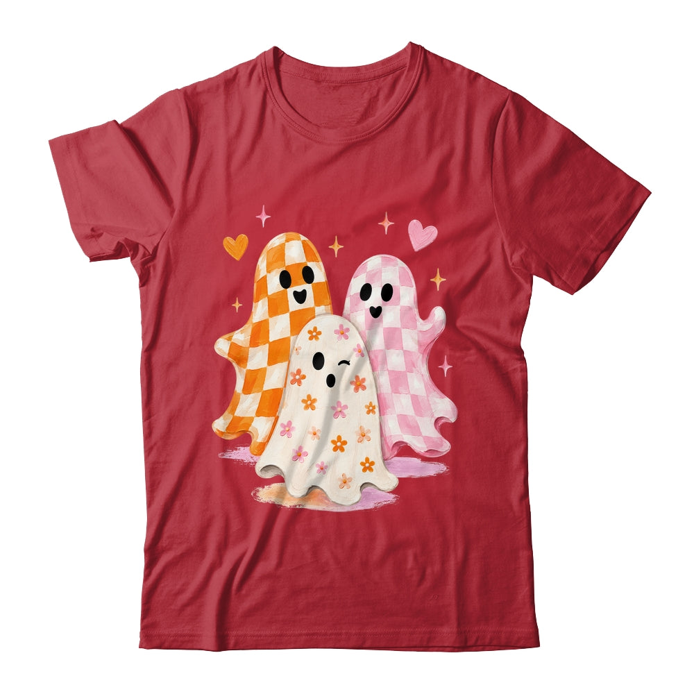 Cute Ghost Halloween Flower Checkered Coquette Spooky Season Shirt & Sweatshirt | teecentury