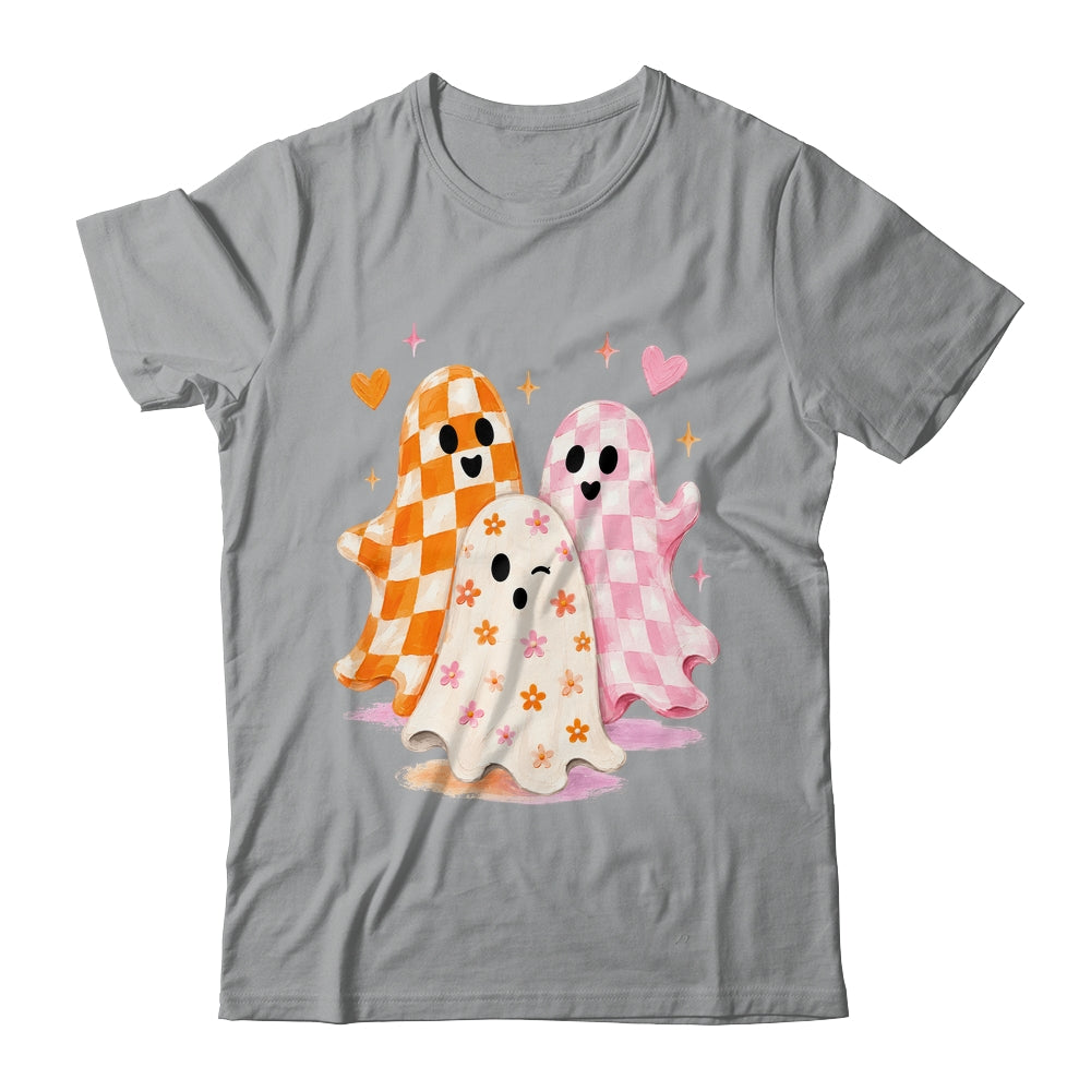 Cute Ghost Halloween Flower Checkered Coquette Spooky Season Shirt & Sweatshirt | teecentury