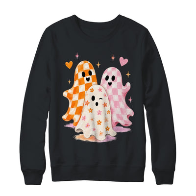Cute Ghost Halloween Flower Checkered Coquette Spooky Season Shirt & Sweatshirt | teecentury