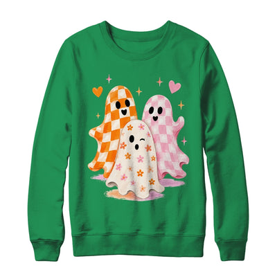 Cute Ghost Halloween Flower Checkered Coquette Spooky Season Shirt & Sweatshirt | teecentury