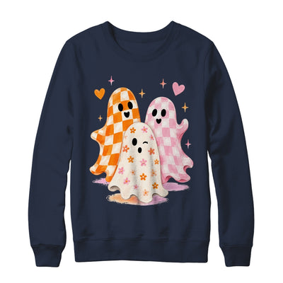 Cute Ghost Halloween Flower Checkered Coquette Spooky Season Shirt & Sweatshirt | teecentury