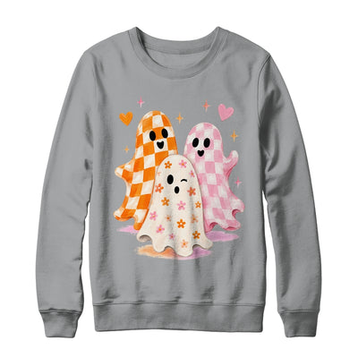 Cute Ghost Halloween Flower Checkered Coquette Spooky Season Shirt & Sweatshirt | teecentury