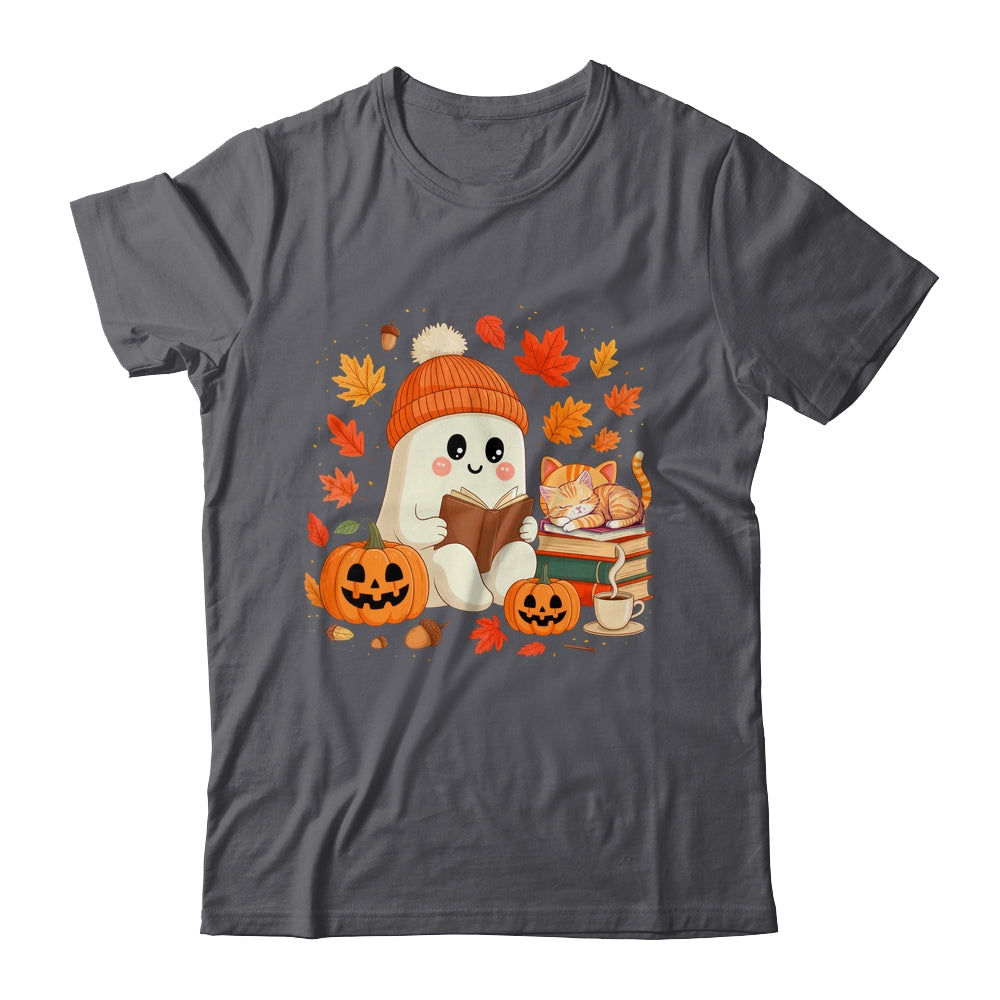 Cute Ghost Reading Book Lovers Autumn Fall Halloween Ghost Shirt & Sweatshirt | teecentury