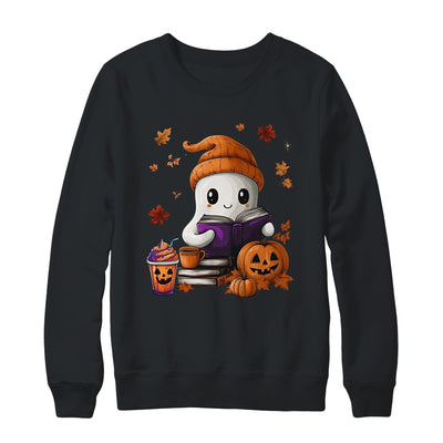 Cute Ghost Reading Book Lovers Halloween Ghost Coffee Women Shirt & Sweatshirt | teecentury