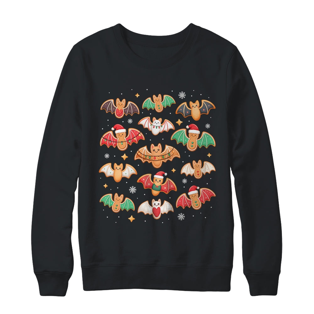 Cute Gingerbread Bats Spooky Christmas Cookie Graphic Shirt & Sweatshirt | teecentury