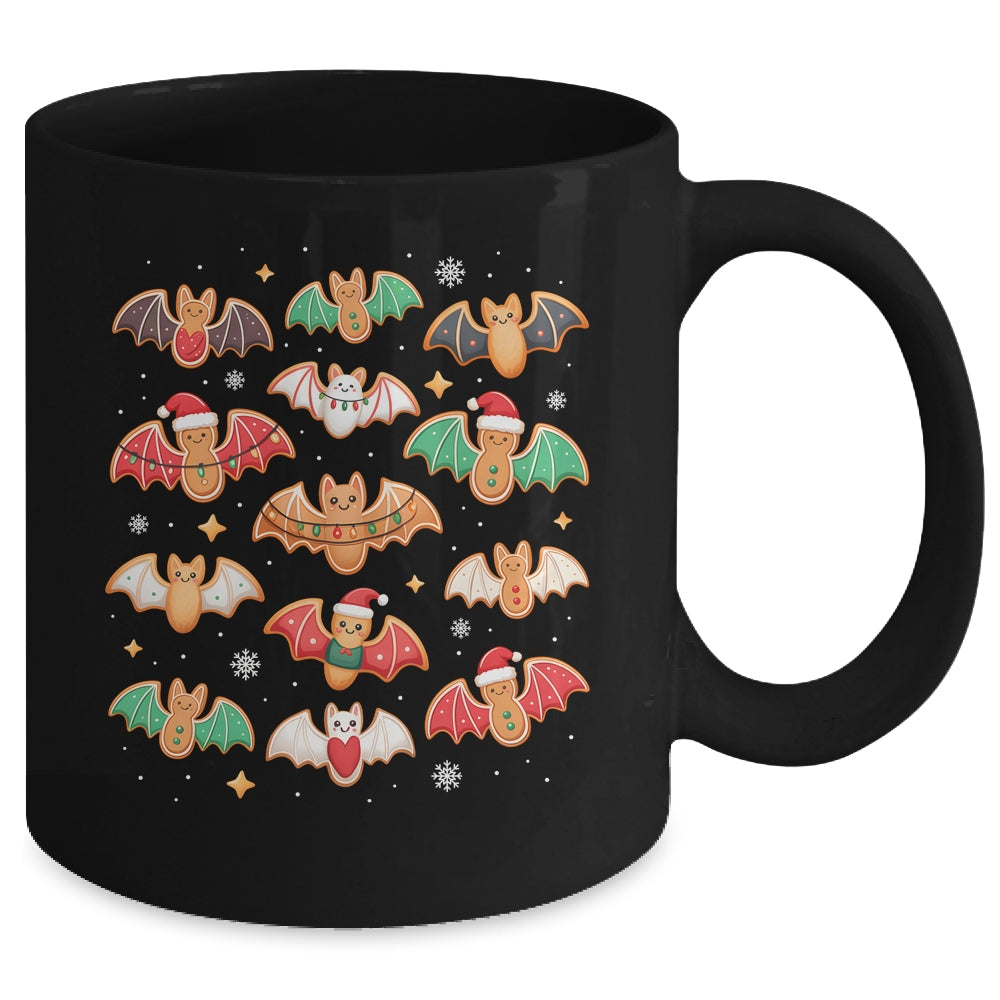 Cute Gingerbread Bats Spooky Christmas Cookie Graphic Mug | teecentury