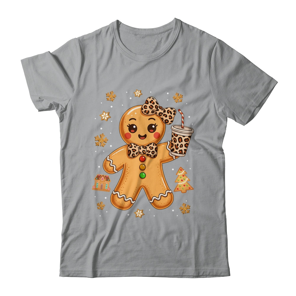 Cute Gingerbread Leopard Coquette Christmas Xmas Girl Women Shirt & Sweatshirt | teecentury