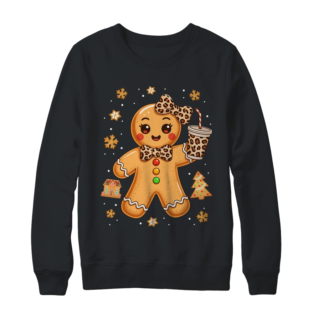 Cute Gingerbread Leopard Coquette Christmas Xmas Girl Women Shirt & Sweatshirt | teecentury