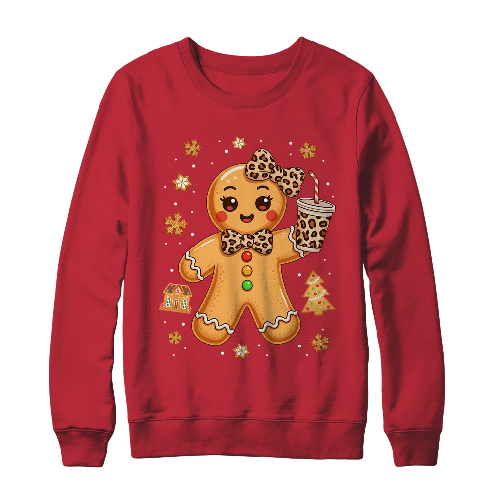 Cute Gingerbread Leopard Coquette Christmas Xmas Girl Women Shirt & Sweatshirt | teecentury