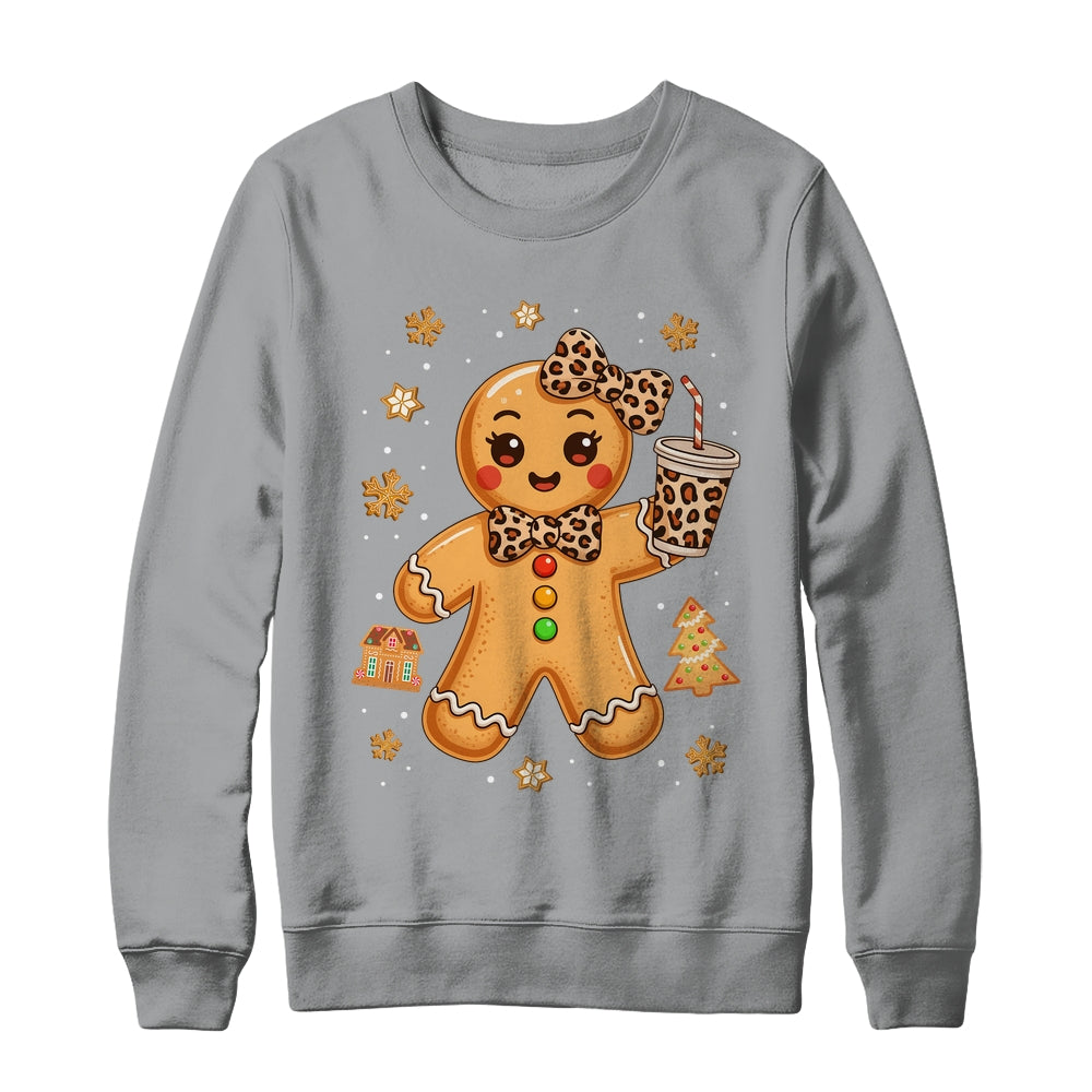 Cute Gingerbread Leopard Coquette Christmas Xmas Girl Women Shirt & Sweatshirt | teecentury