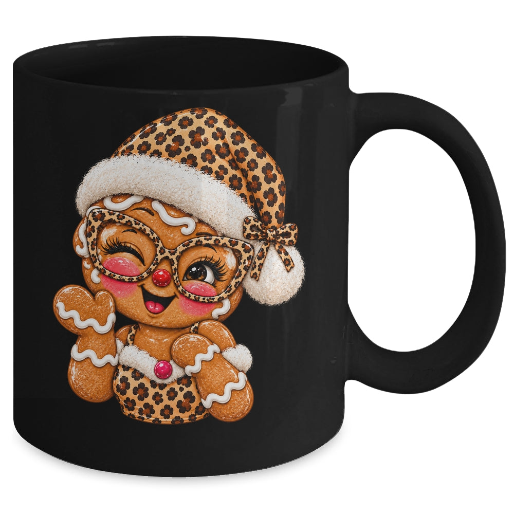 Cute Gingerbread Leopard Santa Hat Christmas Women Girls Mug | teecentury