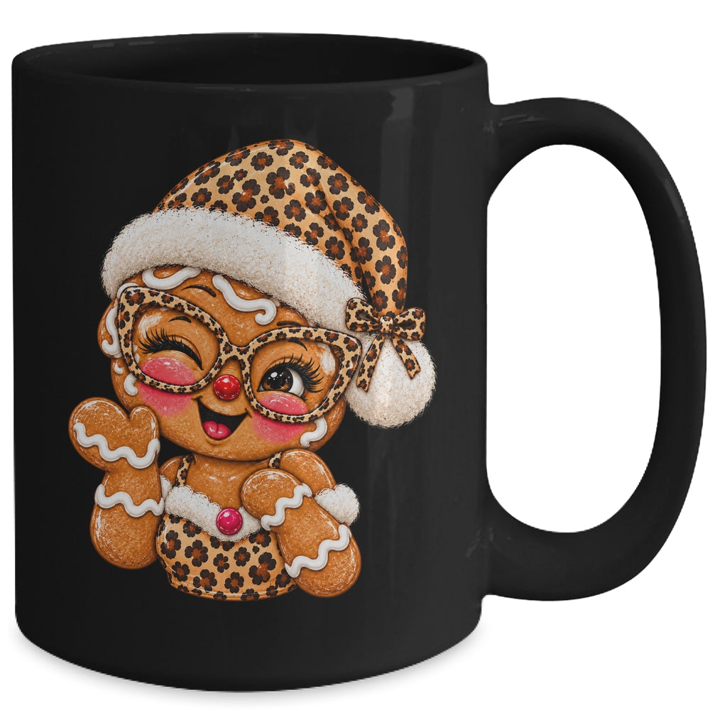 Cute Gingerbread Leopard Santa Hat Christmas Women Girls Mug | teecentury