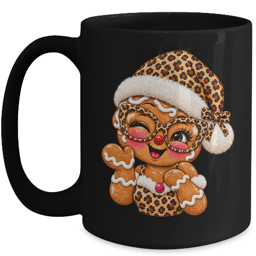 Cute Gingerbread Leopard Santa Hat Christmas Women Girls Mug | teecentury