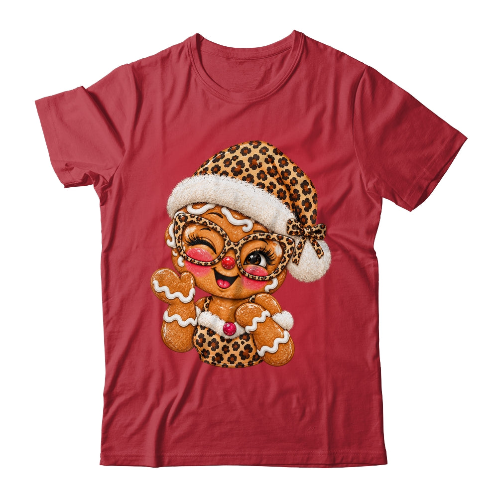Cute Gingerbread Leopard Santa Hat Christmas Women Girls Shirt & Sweatshirt | teecentury