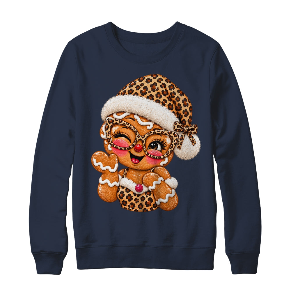 Cute Gingerbread Leopard Santa Hat Christmas Women Girls Shirt & Sweatshirt | teecentury