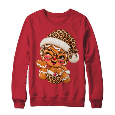 Cute Gingerbread Leopard Santa Hat Christmas Women Girls Shirt & Sweatshirt | teecentury