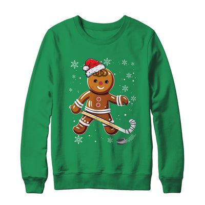 Cute Gingerbread Man Hockey Player Hockey Christmas Shirt & Sweatshirt | teecentury