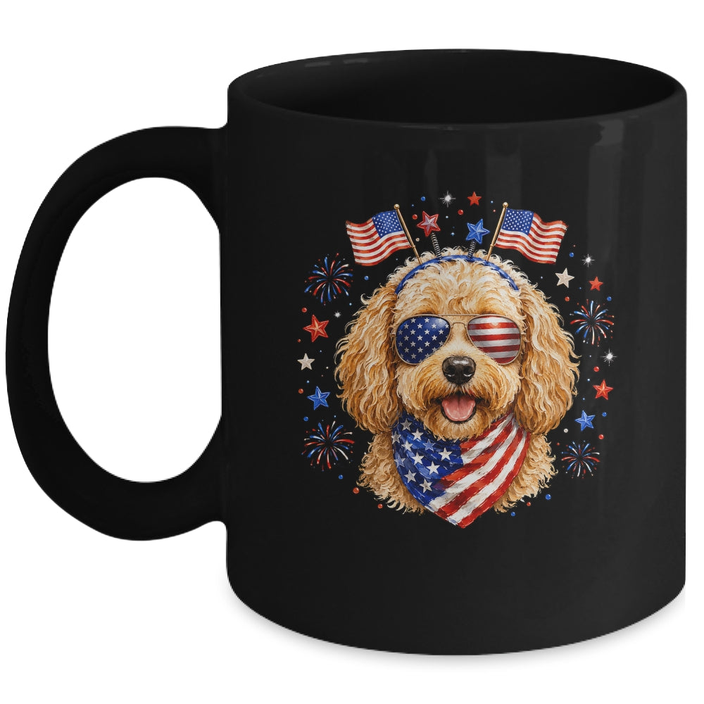 Cute Golden Doodle Patriotic Dog 4Th Of July Funny Dog Lover Mug | teecentury