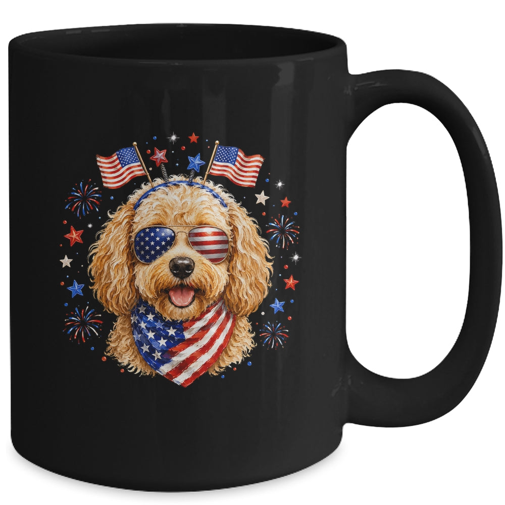 Cute Golden Doodle Patriotic Dog 4Th Of July Funny Dog Lover Mug | teecentury