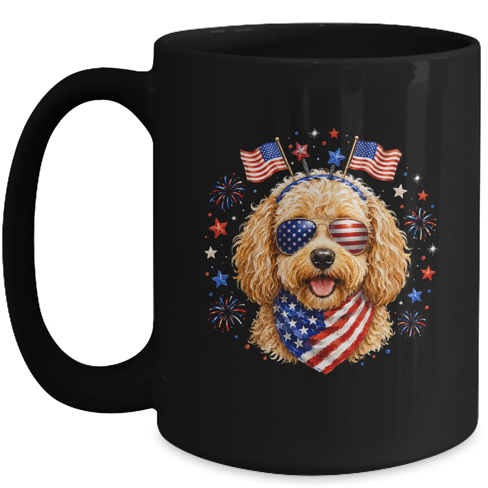 Cute Golden Doodle Patriotic Dog 4Th Of July Funny Dog Lover Mug | teecentury