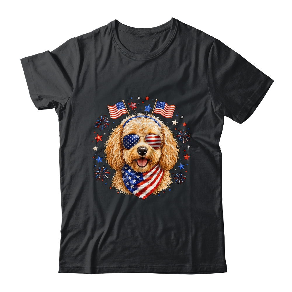 Cute Golden Doodle Patriotic Dog 4Th Of July Funny Dog Lover Shirt & Tank Top | teecentury