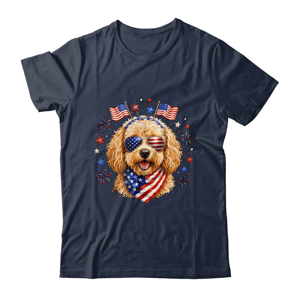 Cute Golden Doodle Patriotic Dog 4Th Of July Funny Dog Lover Shirt & Tank Top | teecentury