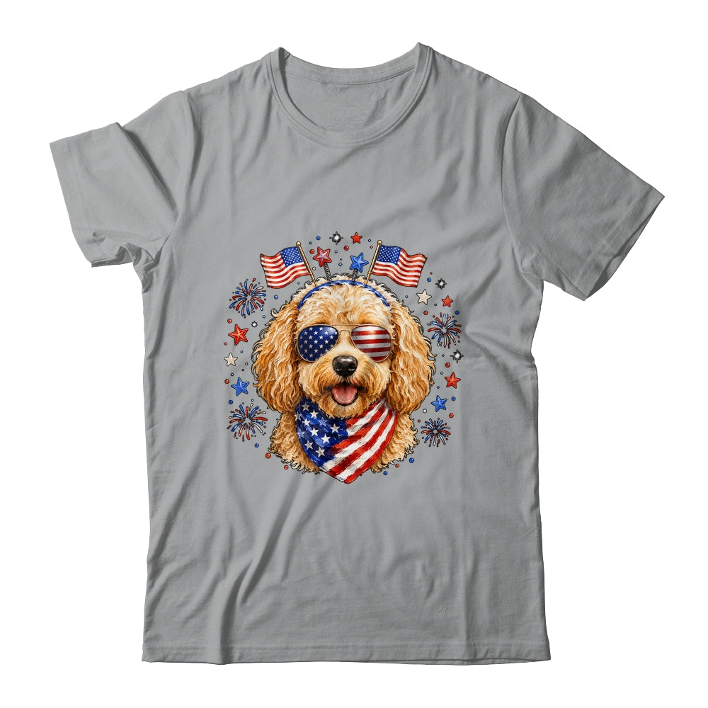 Cute Golden Doodle Patriotic Dog 4Th Of July Funny Dog Lover Shirt & Tank Top | teecentury