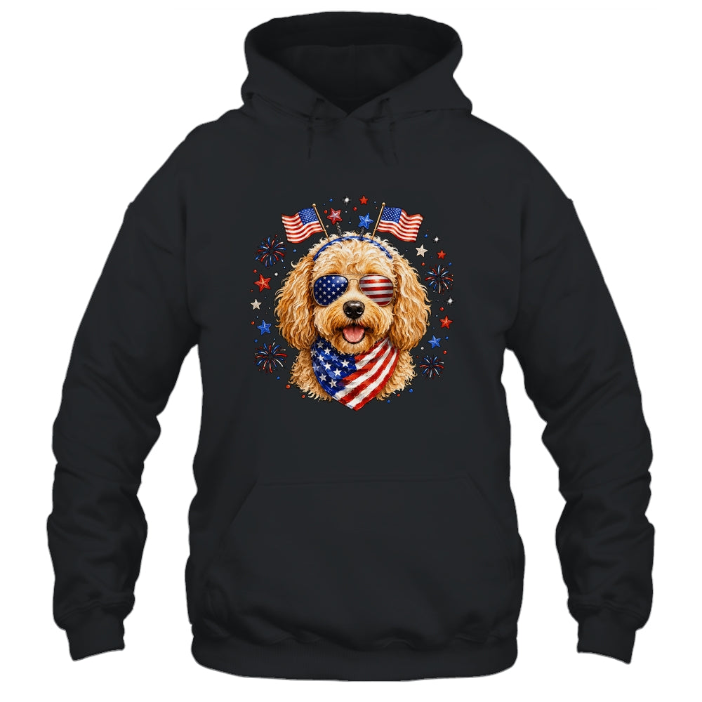 Cute Golden Doodle Patriotic Dog 4Th Of July Funny Dog Lover Shirt & Tank Top | teecentury