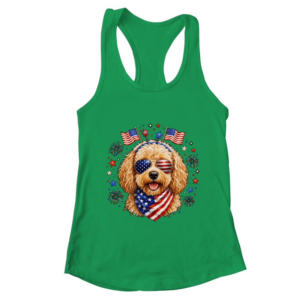 Cute Golden Doodle Patriotic Dog 4Th Of July Funny Dog Lover Shirt & Tank Top | teecentury