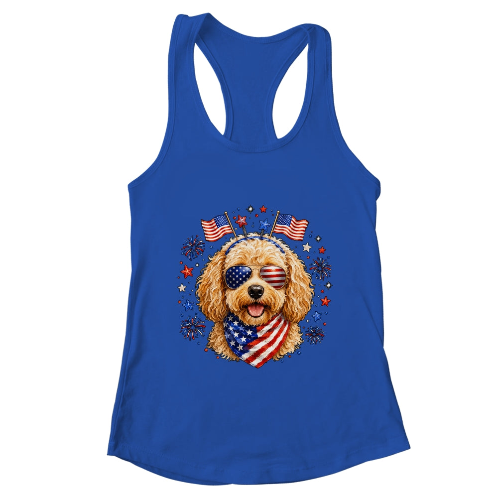 Cute Golden Doodle Patriotic Dog 4Th Of July Funny Dog Lover Shirt & Tank Top | teecentury