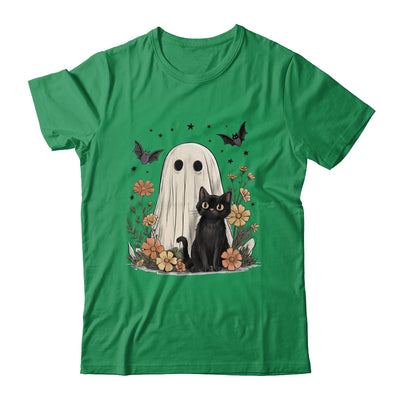 Cute Halloween Ghost And Cat Retro Spooky Season Floral Shirt & Sweatshirt | teecentury