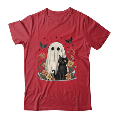 Cute Halloween Ghost And Cat Retro Spooky Season Floral Shirt & Sweatshirt | teecentury
