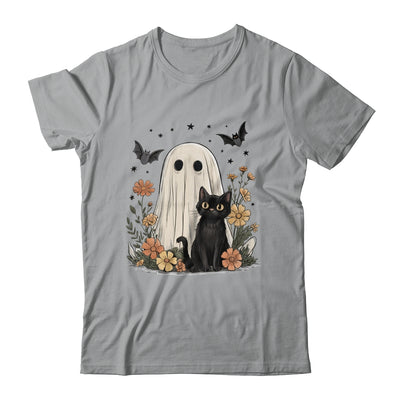 Cute Halloween Ghost And Cat Retro Spooky Season Floral Shirt & Sweatshirt | teecentury