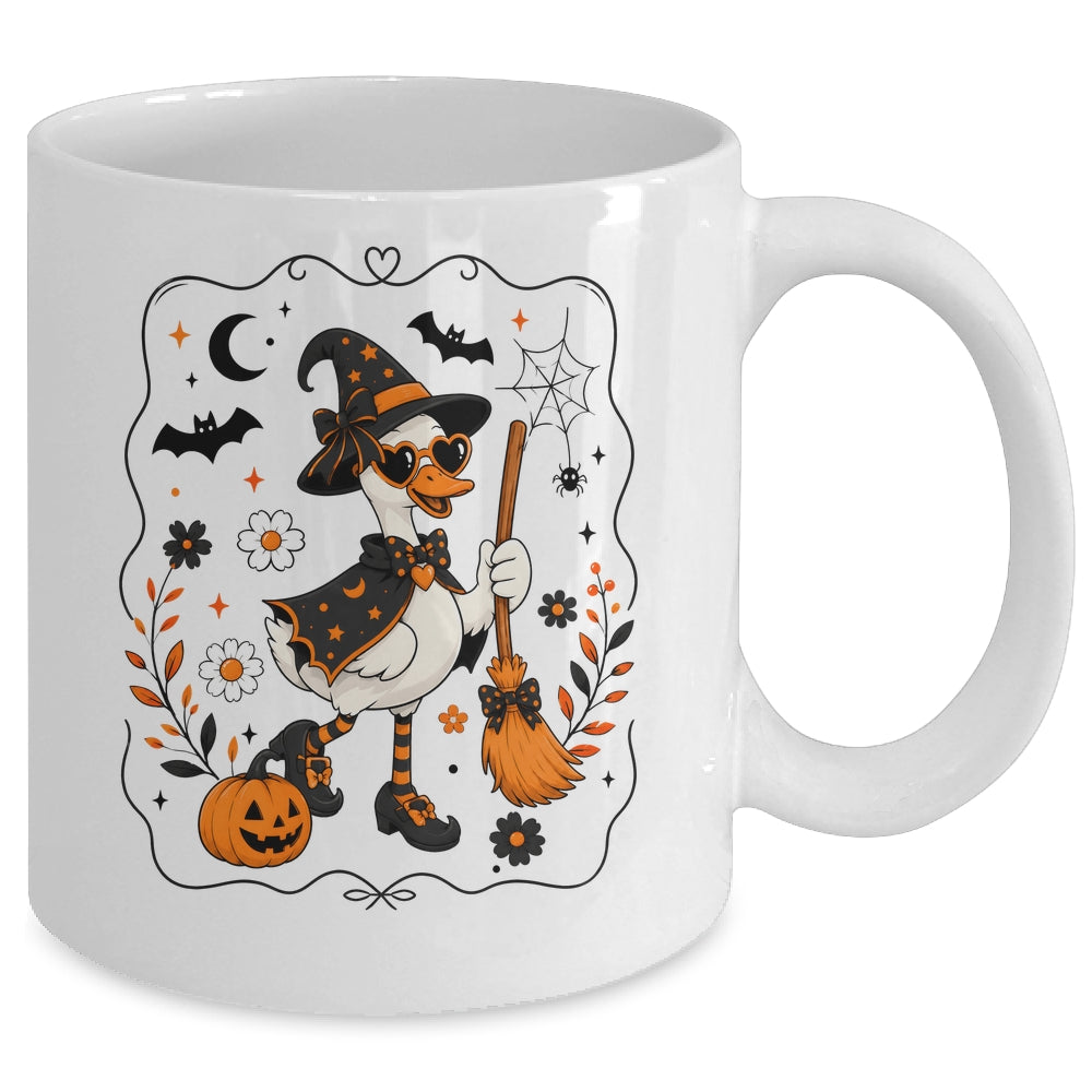 Cute Halloween Goose Coquette Witchy Vibes Fall Pumpkin Mug | teecentury
